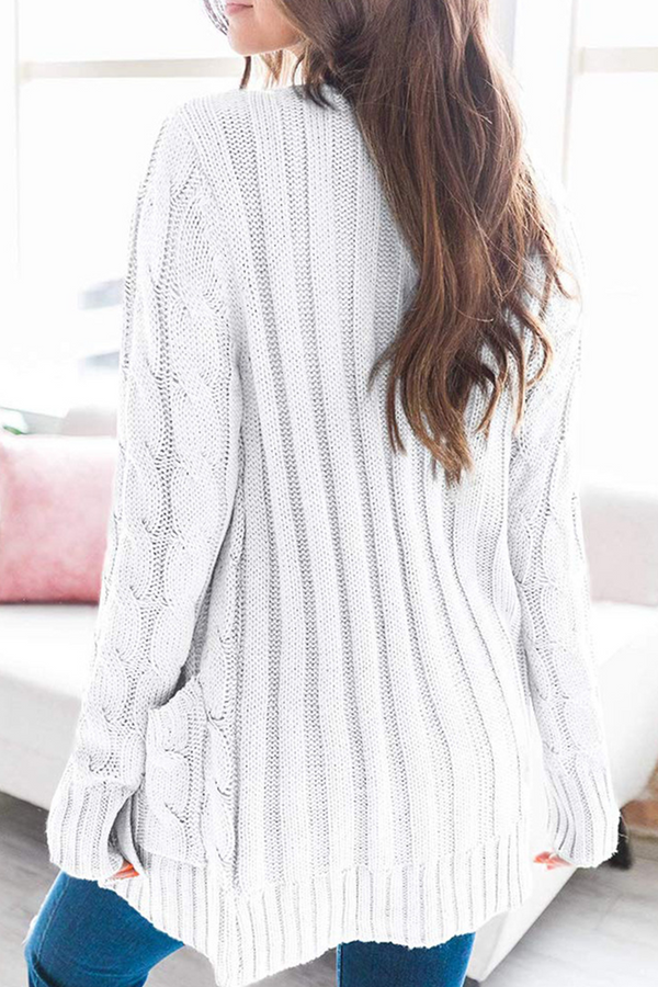 Casual Solid Patchwork Buckle Cardigan Collar Tops