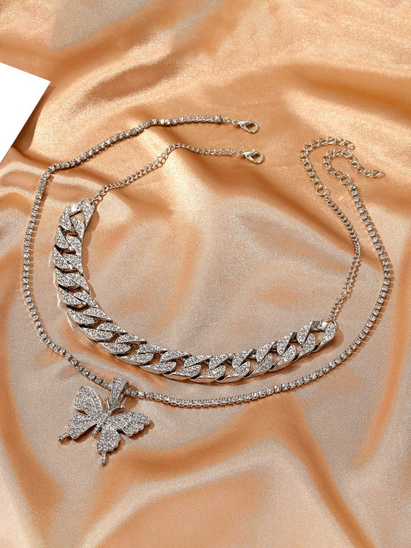 Butterfly Pendant Layered Necklaces Tiynon