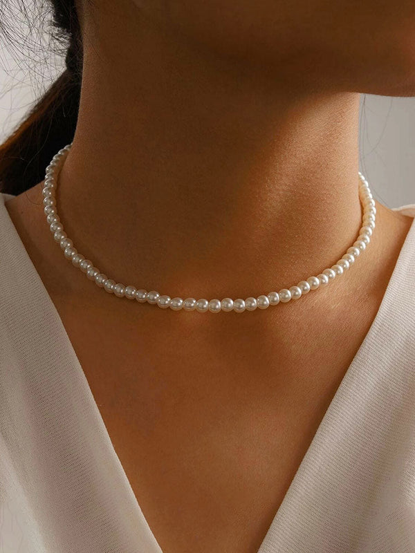 Elegant Imitation Pearl Stitching Necklaces Tiynon