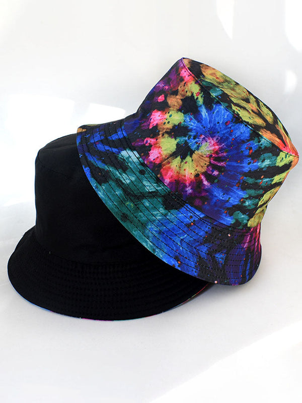 Fashion Tie Dyed Print Double Sided Bucket Hat Tiynon