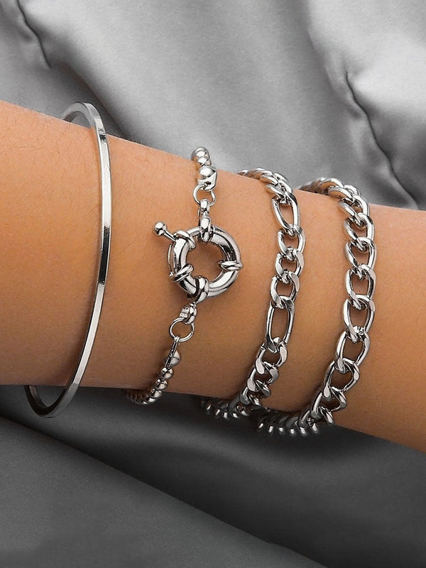 Four Piece Thick Chain Bracelets Tiynon