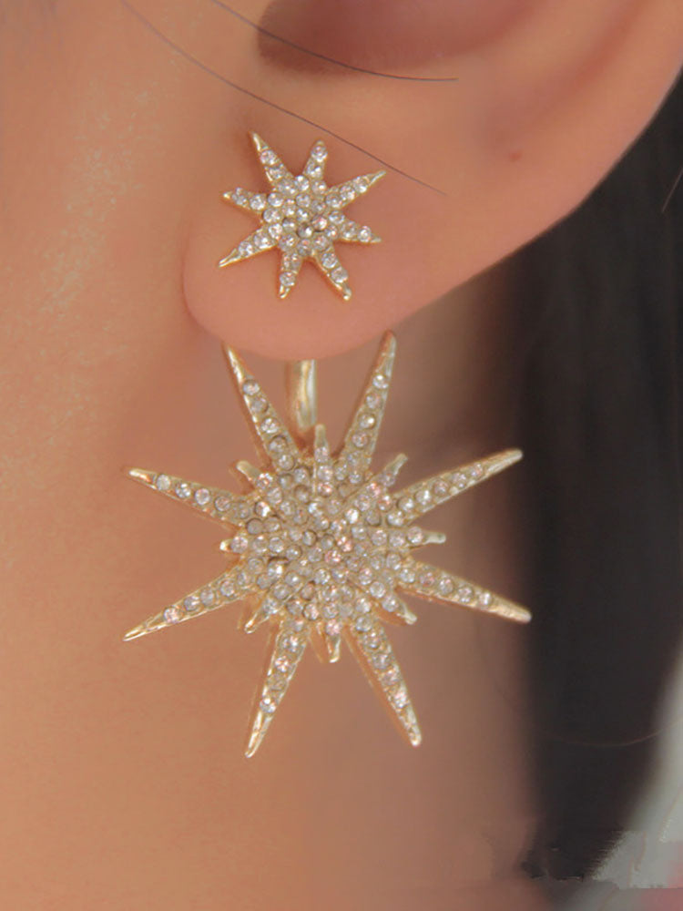 Glitter Rhinestone Snowflake Earrings Tiynon