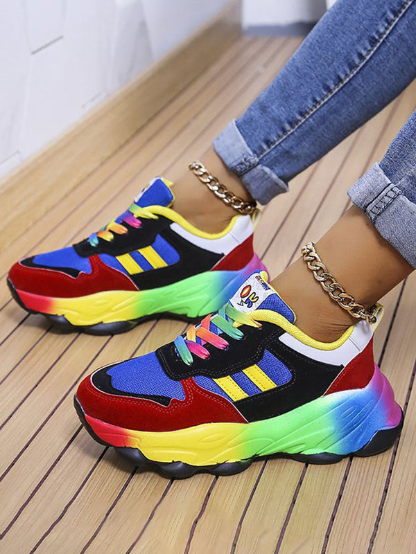 Gradient Colorful Platform Sneakers Tiynon