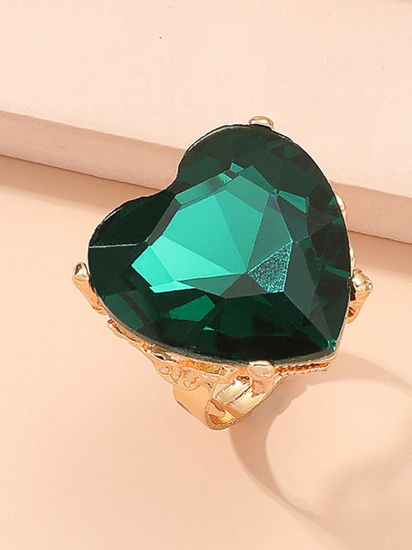 Heart Shape Retro Imitation Gemstone Ring Tiynon