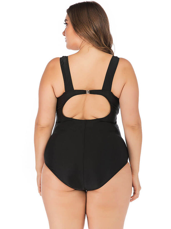 Plus Size Backless Hollow Out Swimsuit Tiynon