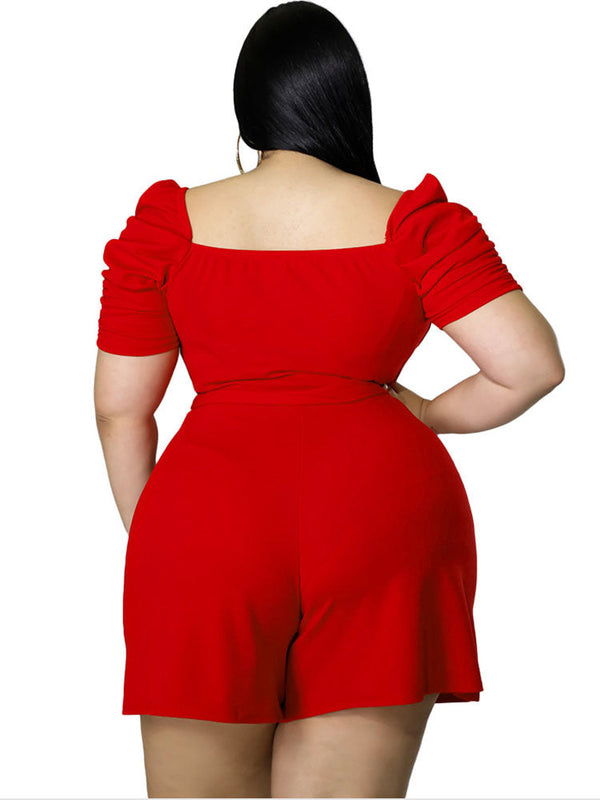 Plus Size High Waist Belted Jumpsuits Tiynon