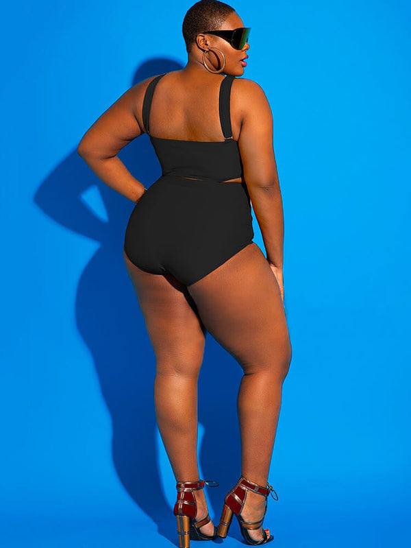 Plus Size One Piece Hollow Out Swimsuit Tiynon