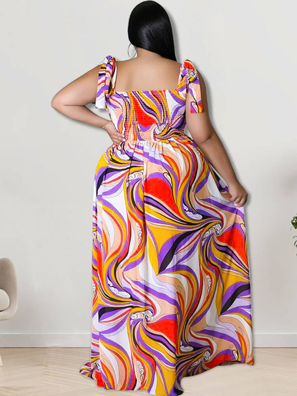 Sleevelees Casual Printed Maxi Dresses Tiynon