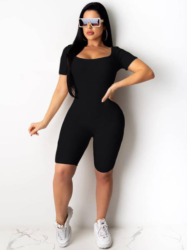 Solid Color Backless Lace Up Bodycon Jumpsuits Tiynon