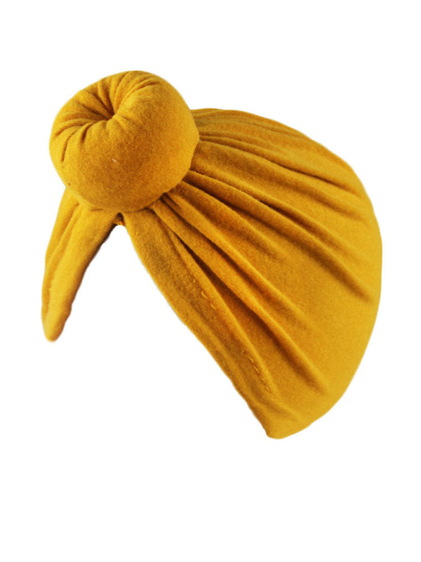 Solid Color Ruched Cross Turban Cap Tiynon