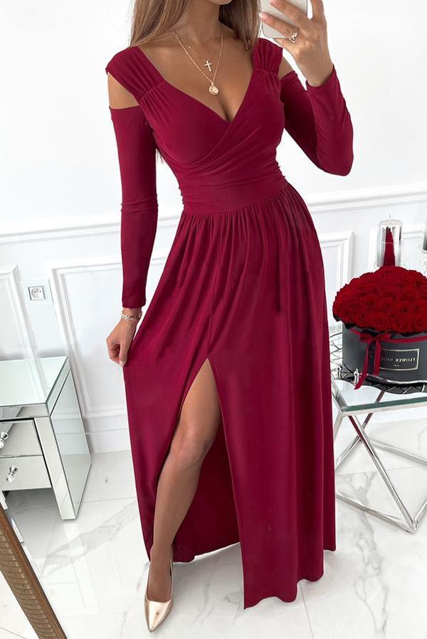 Split Sleeve Elegant Maxi Dress Tiynon