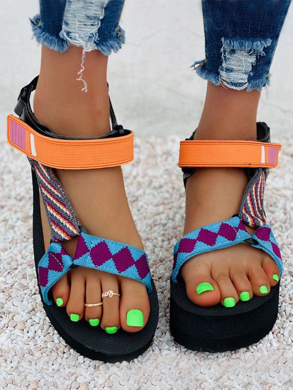 Round Toe Beach Sandals with Velcro Closure
