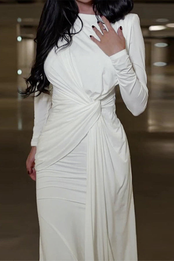 Celebrities Elegant Solid Fold O Neck Evening Dresses