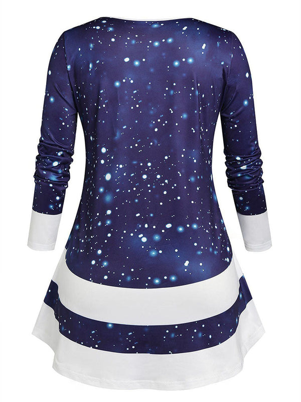 Plus Size Galaxy Floral Print Tunic T-shirt