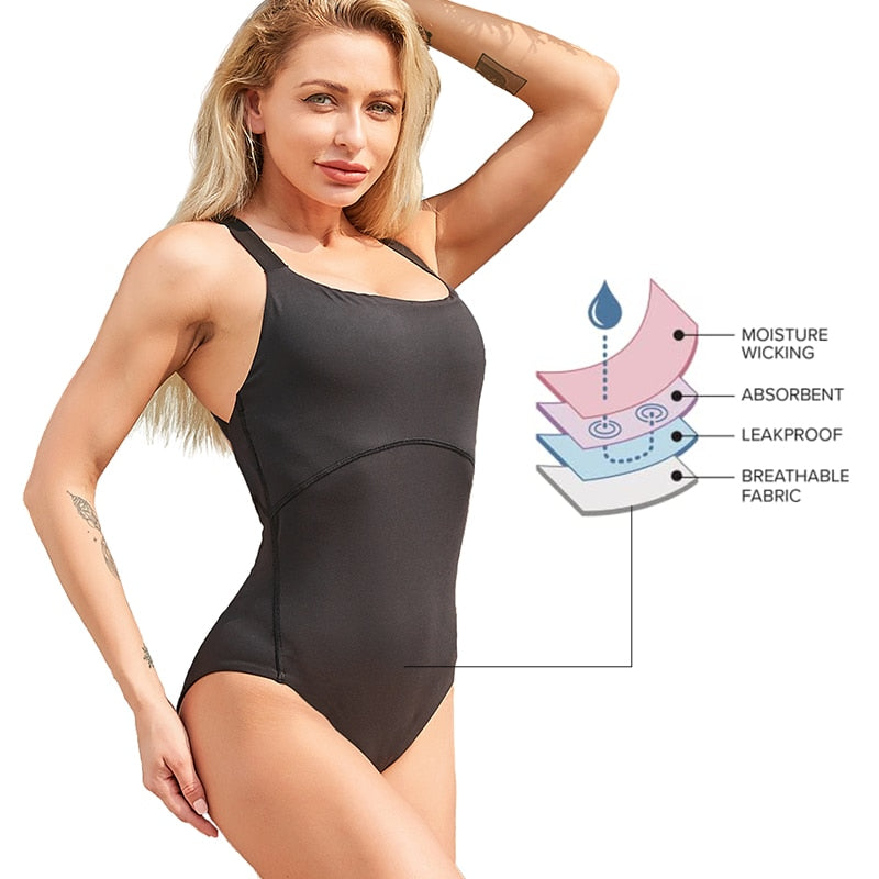 Cross Back One Piece Swimsuit Secure Swim Period Swimwear