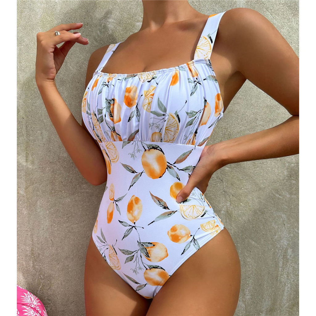 Orange Delight Wrinkled One Piece Swimsuit Bathing Suit