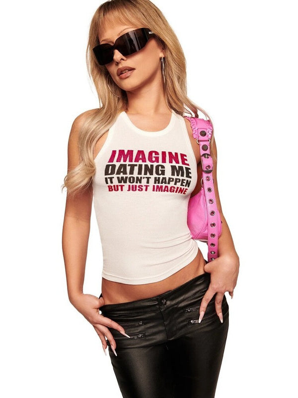 Letter Print Camisole Tank Top for Casual Summer Wear