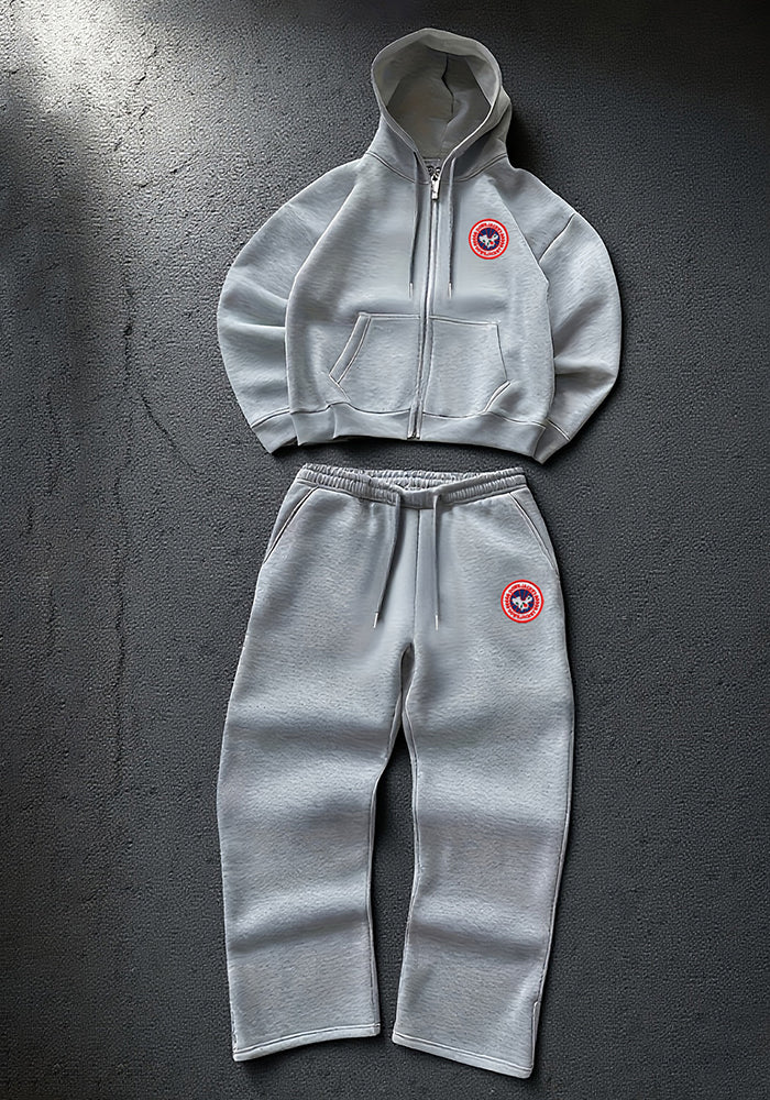 Fleece Lined Letter Badge Hoodie & Sweatpants Set