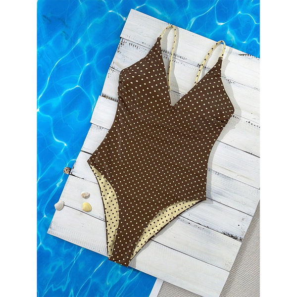 Polka Dot Slim Fit One-Piece Swimsuit for Summer Beach Days