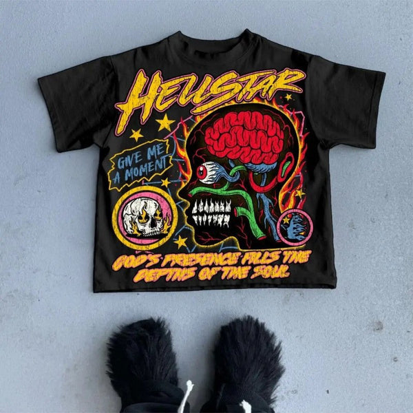 Y2K Gothic Cartoon Graphic Printed T-Shirt for Casual Streetwear