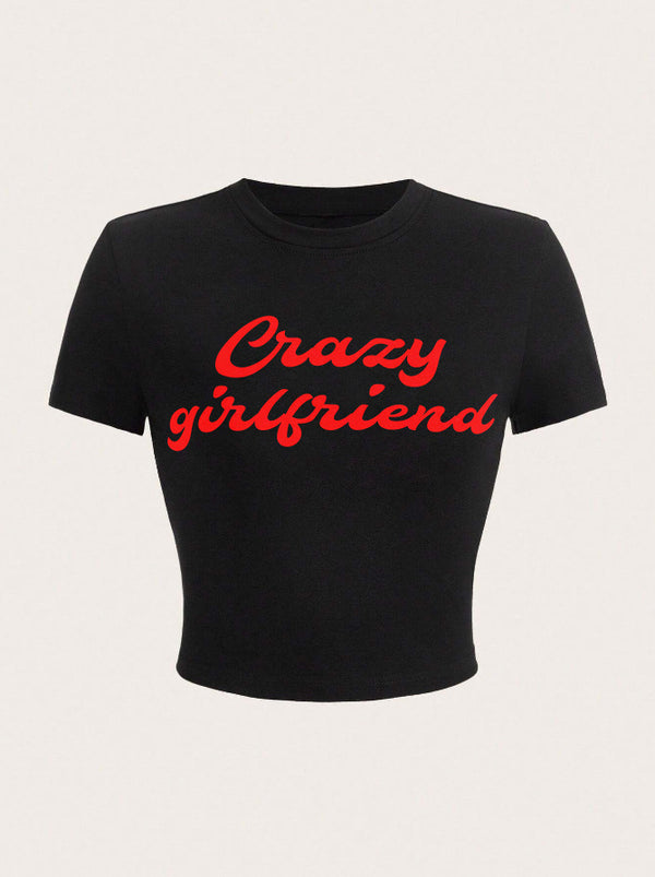 Casual Printed Cropped T-Shirt Top for Streetwear