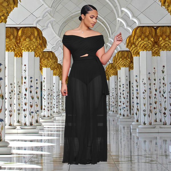 Crop Top & Maxi Skirt Two-Piece Set for Summer Evenings