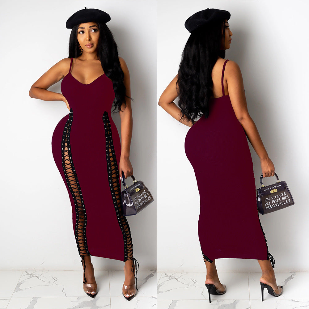Women's Sexy Strap V-Neck Club Mini Dress