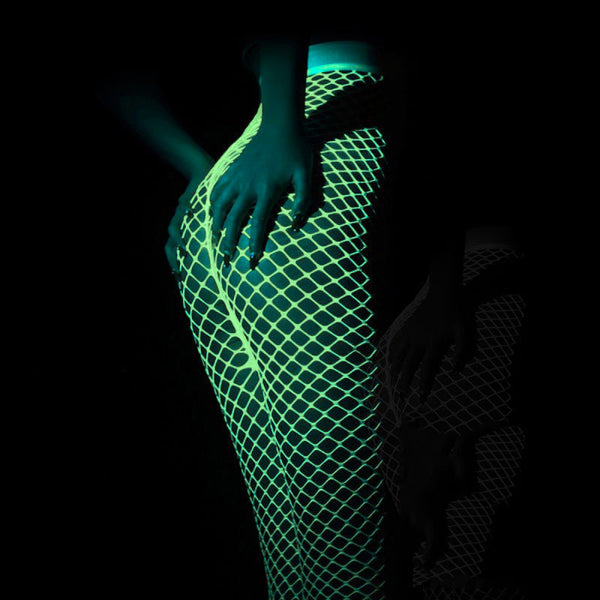 Women Summer Solid Sexy Hollow-Out Glow-in-the-Dark Mesh Pantyhose