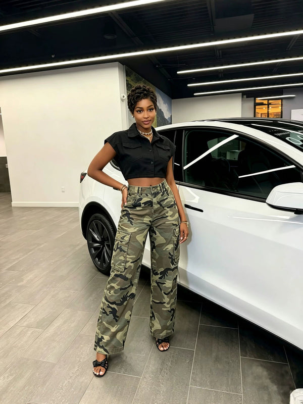 Camouflage Cargo Denim Pants for Casual Streetwear
