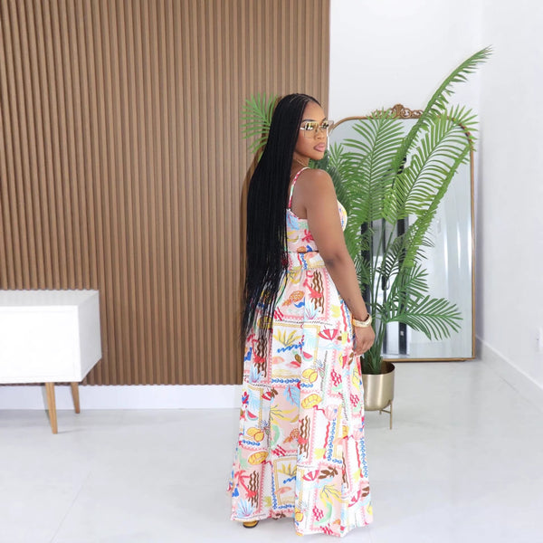 Adjustable Strap Bustier & Flowing Skirt Set for Beach Holidays