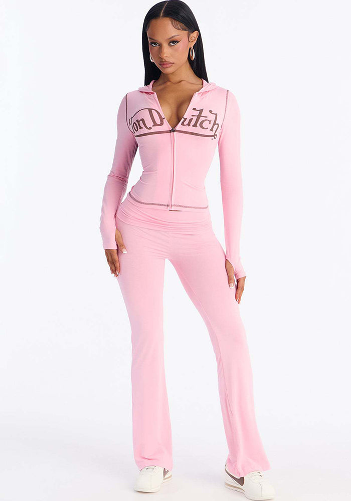 Women Letter Print Long-Sleeve Jacket and Pants Two-Piece Set