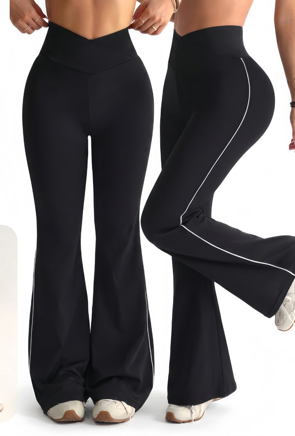 Color Block Bell Bottom Trousers for Yoga & Activewear