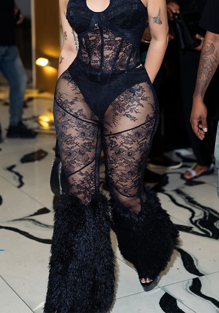 Lace See-Through Casual Drawstring Pants for Summer Beachwear