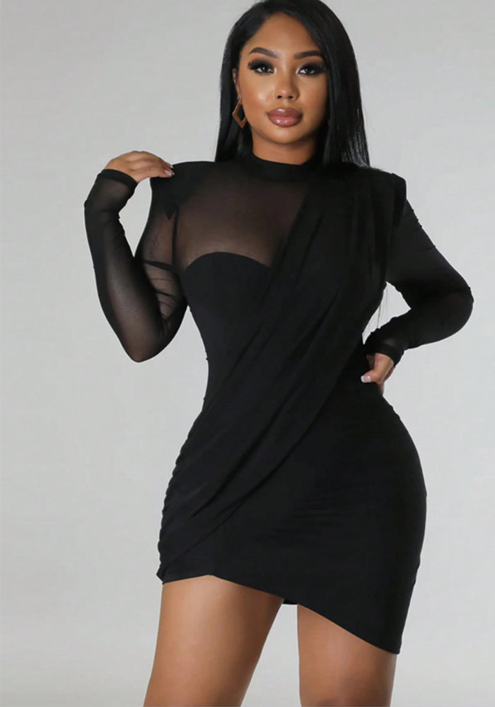 Black Long Sleeve Bodycon Dress for Evening Wear