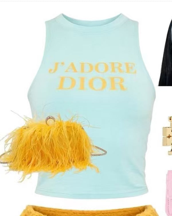 Letter Print Sleeveless Crop Tank Top for Summer Activewear