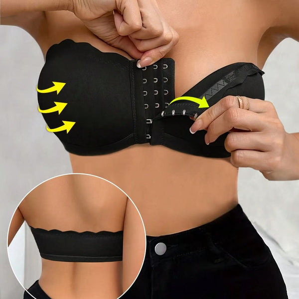 Plus Size Front-Closure Adjustable Wire-Free Bandeau Bra