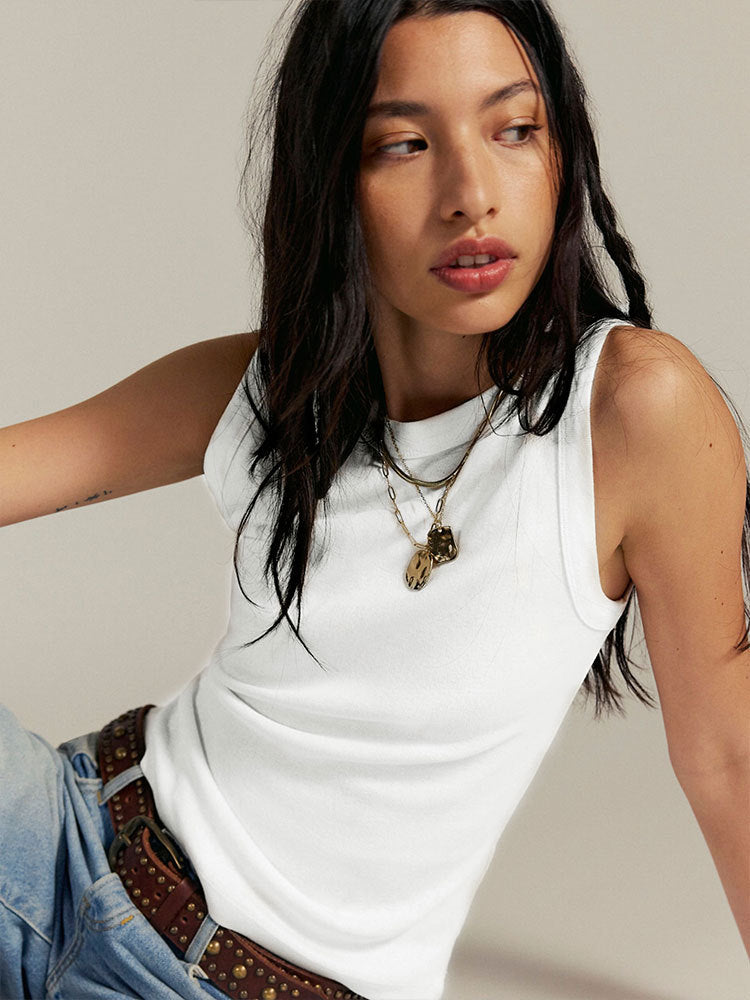 Women Casual Sleeveless Round Neck Top