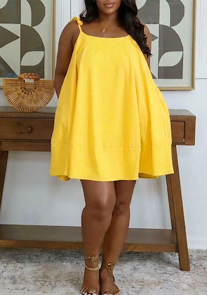 Square Neck Strap A-Line Dress for Summer Holidays