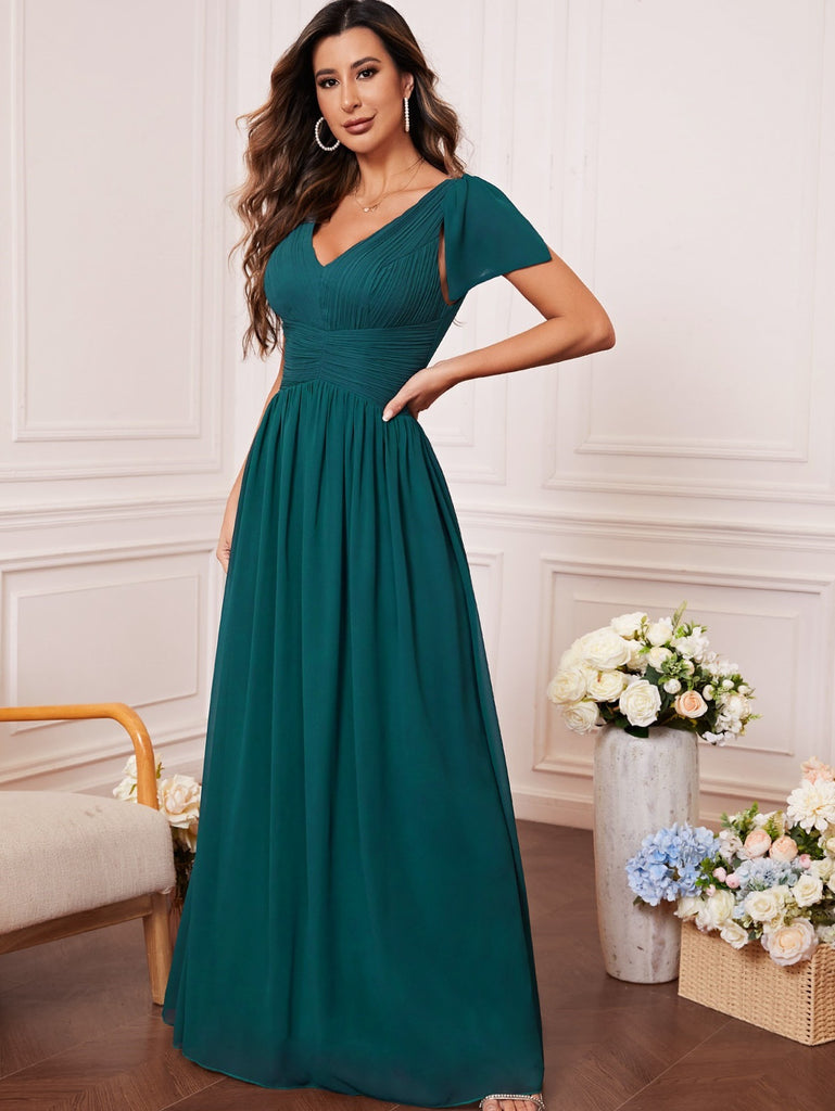 Women V-Neck Prom Bridesmaid Dress