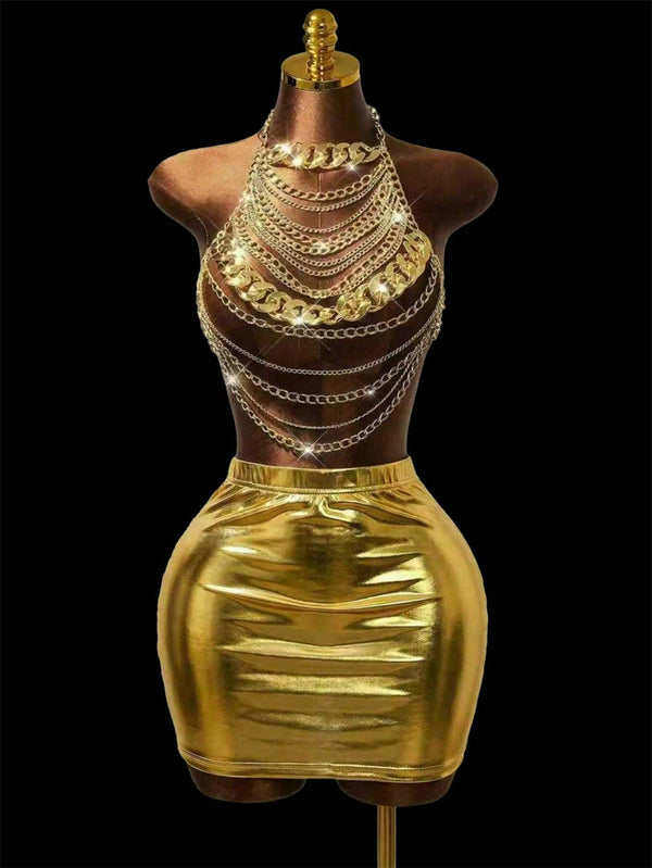 Metal Multi-Layer Tassel Bra Chain Top for Festivals & Clubwear