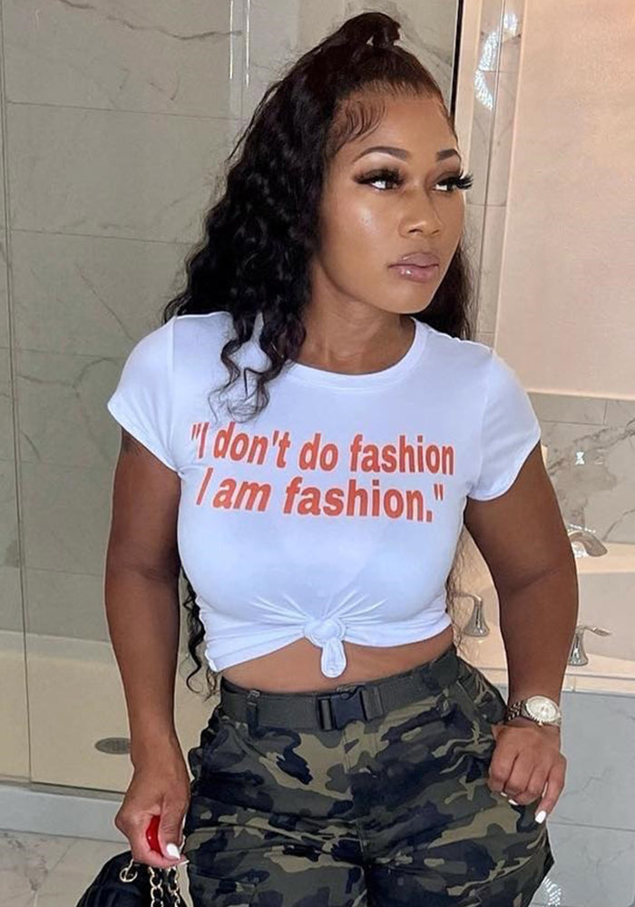 Slim-Fit Letter Print T-Shirt for Summer Casual Streetwear