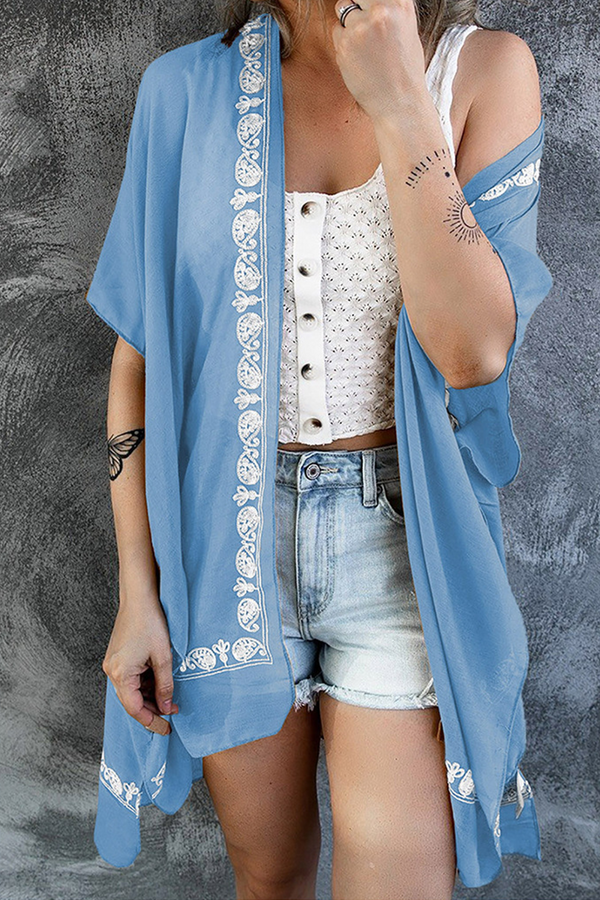 Casual Patchwork Lace Cardigan Collar Tops