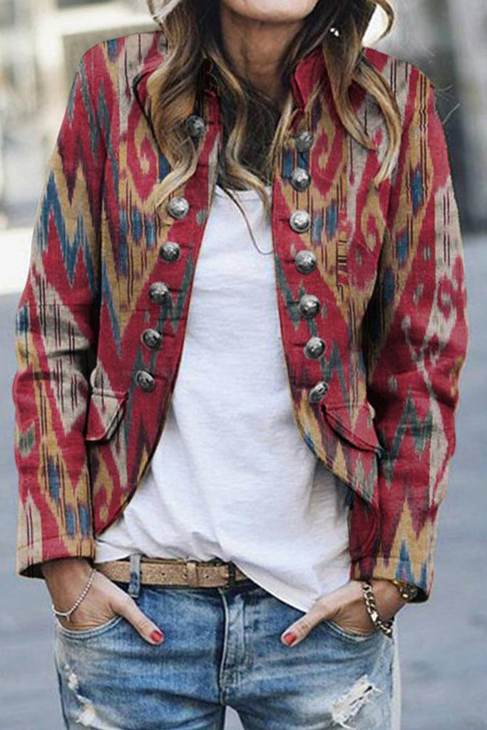 Elegant Print Printing Turndown Collar