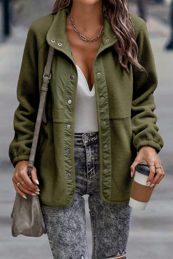 Casual Solid Patchwork Pocket Half A Turtleneck