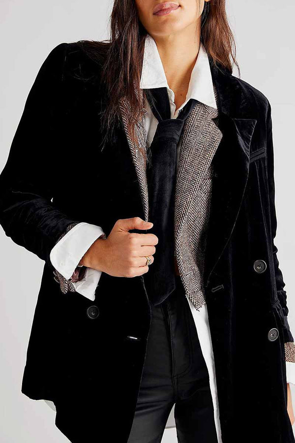 Elegant Solid Patchwork Turn-back Collar