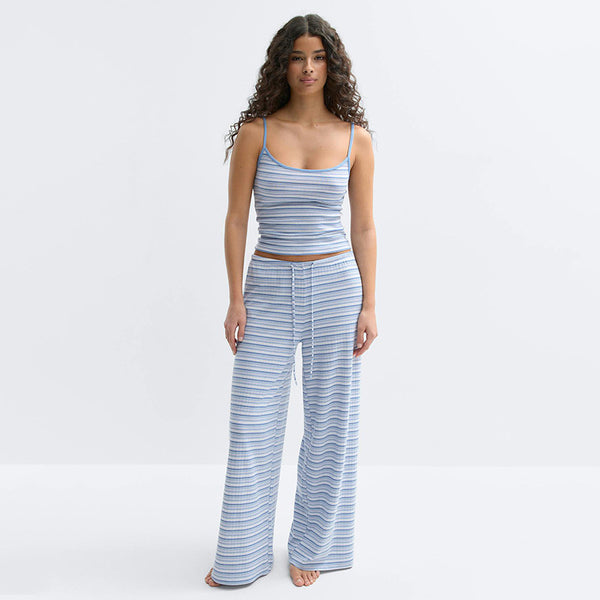 Striped Camisole Top & Long Pants Two-Piece Set for Casual Wear