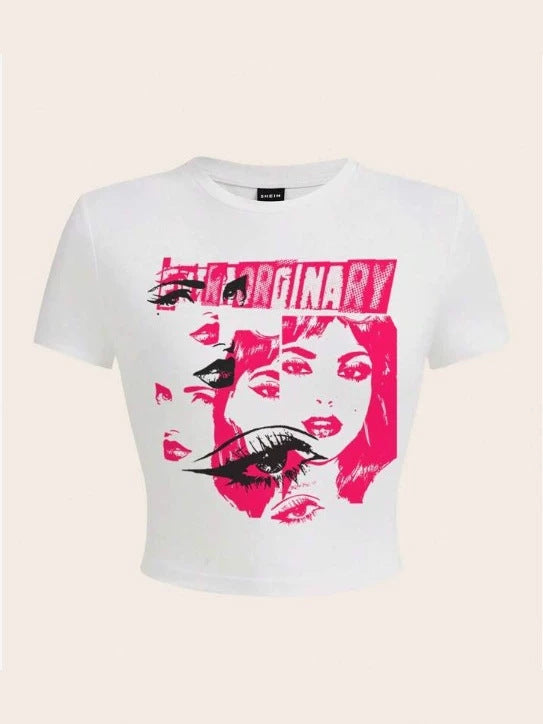 Printed Short Sleeve T-Shirt Top for Casual Everyday