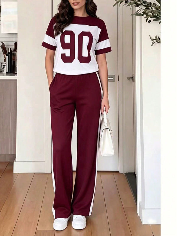 Short-Sleeve T-Shirt & Pants Two-Piece Set for Spring/Summer Casual
