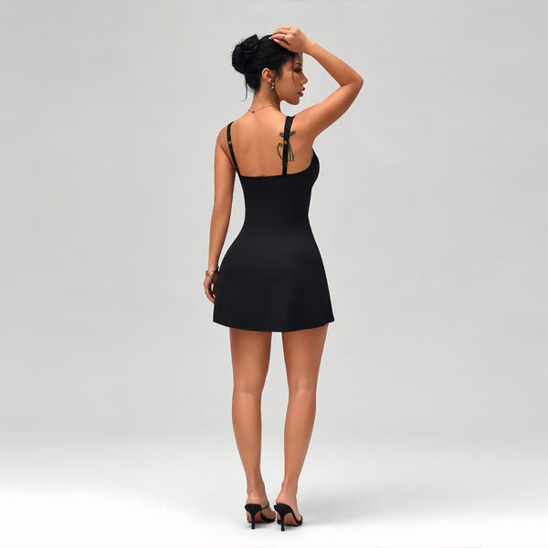 Basic Color Block Pocket Tennis Slip Dress for Yoga