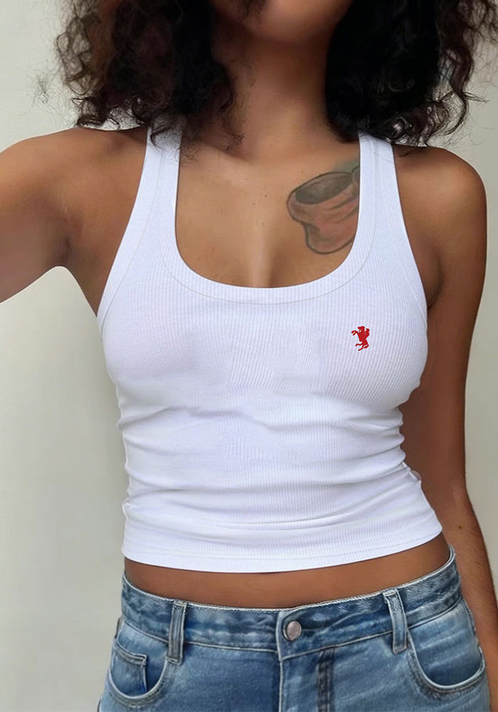 Printed Ribbed Tank Top for Casual Summer Wear